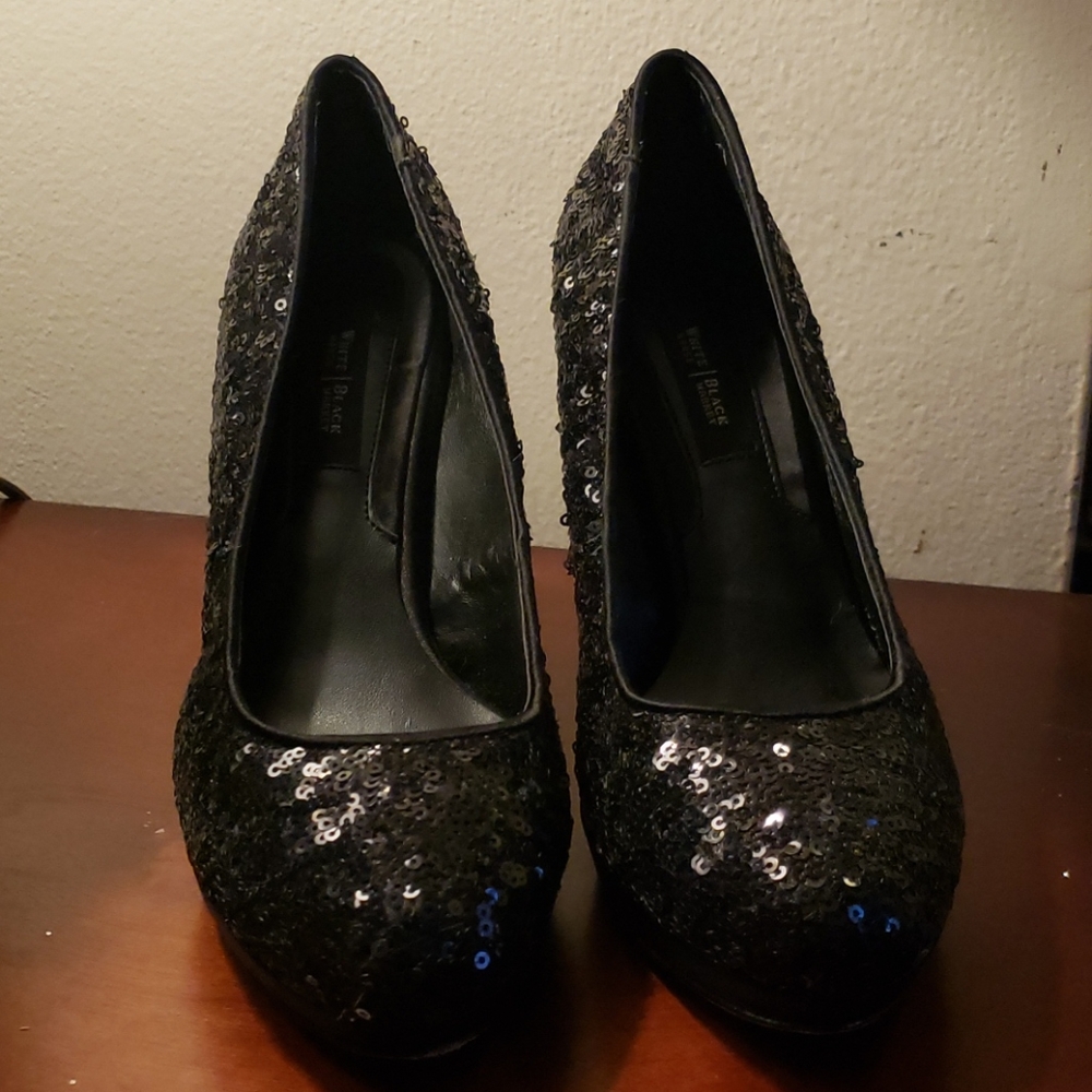 Lightly worn black 3inch sparkle heels